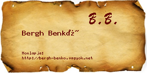 Bergh Benkő névjegykártya